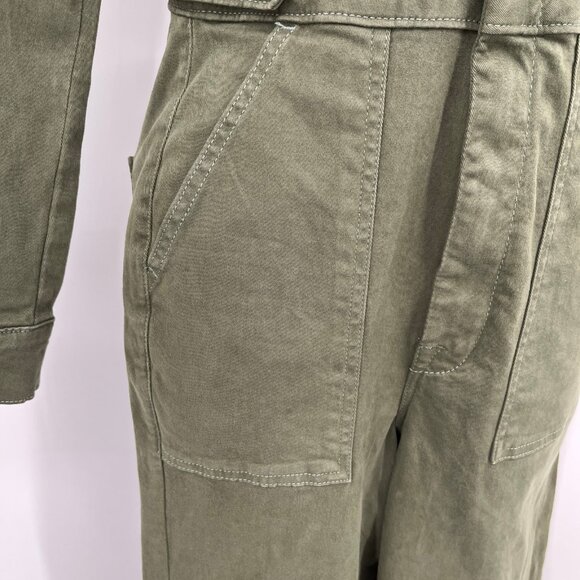 Good American Fit For Success Jumpsuit Size S Olive Green Cotton Stretch - Picture 6 of 15